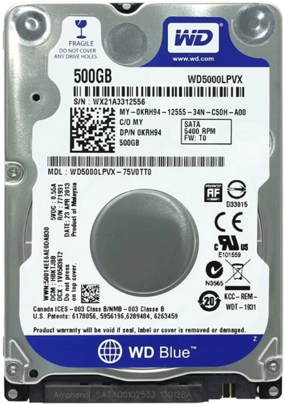 WD Blue 2.5" WD5000LPVX 500 ГБ 8/5400 CMR